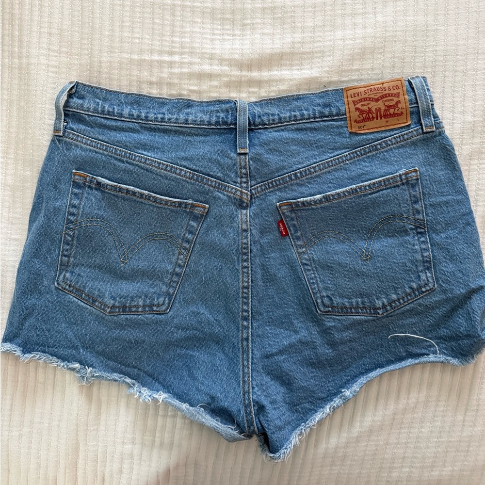 Levi's Distressed Blue Denim Cutoff Shorts 501 high rise